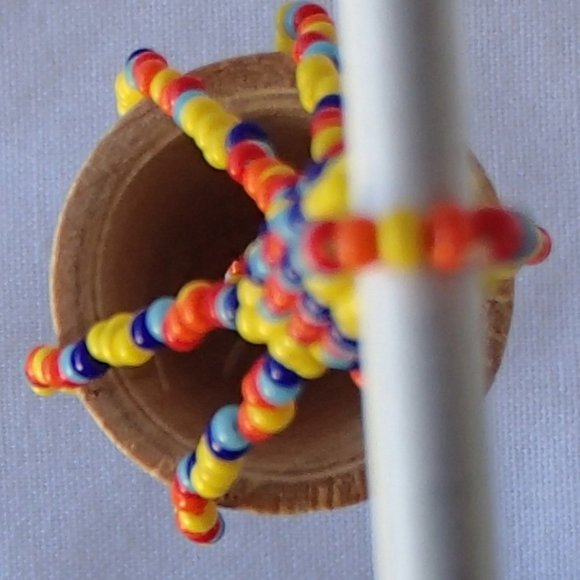 Doll House Miniature Unfinished Colorful Seed Bead Plant Hanger + Wood Pot DIY - Picture 12 of 12